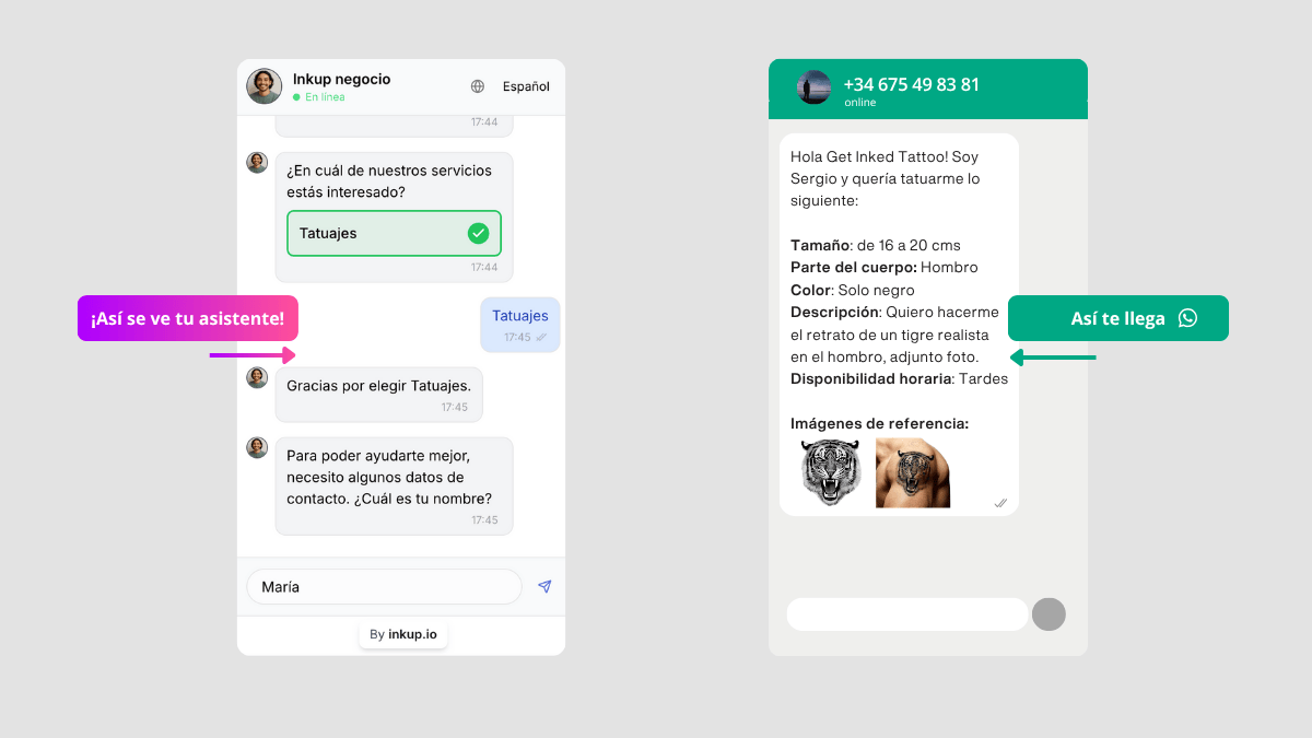 Asistente Inkup filtrando consultas